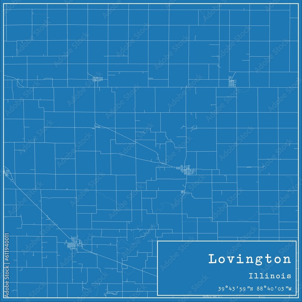 Blueprint US city map of Lovington, Illinois. Blueprint US city map of Lovington, Illinois.