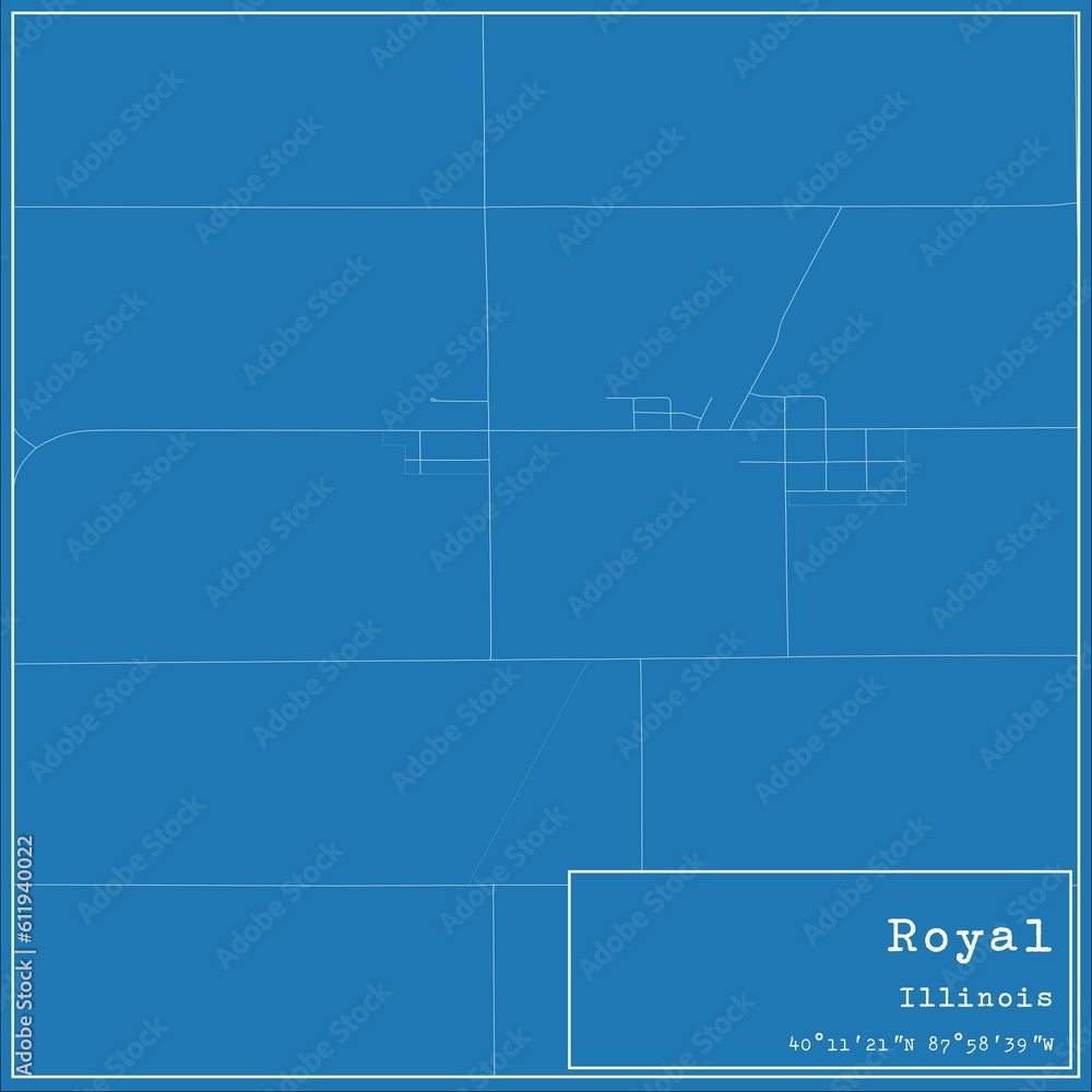Blueprint US city map of Royal, Illinois. Blueprint US city map of Royal, Illinois.