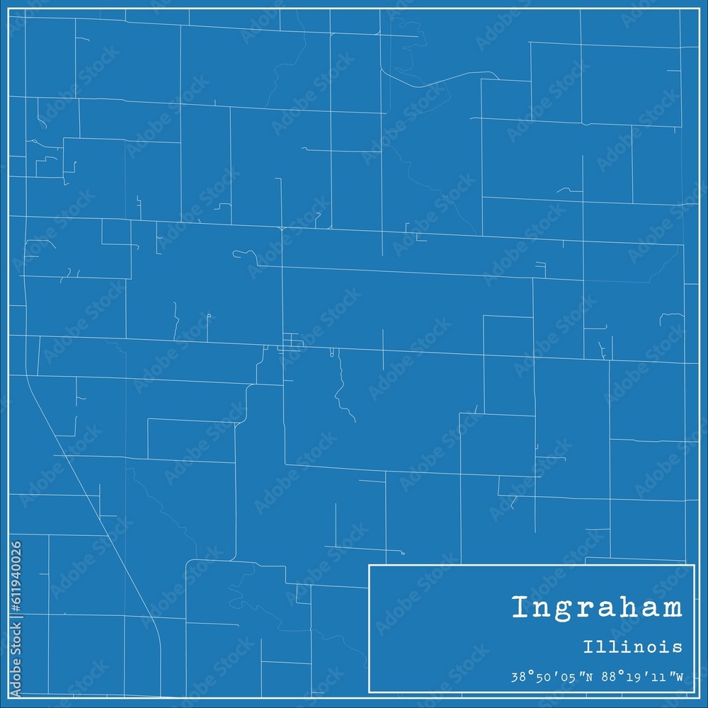Blueprint US city map of Ingraham, Illinois.