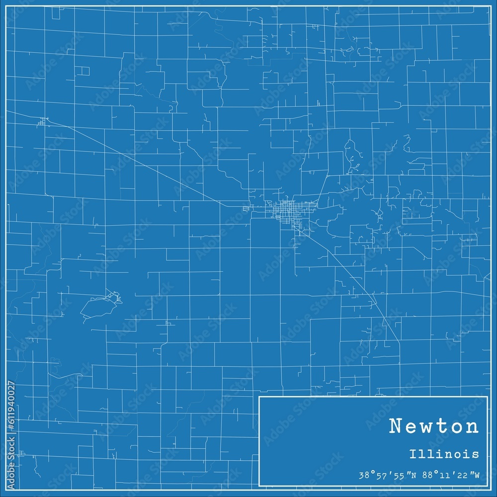 Blueprint US city map of Newton, Illinois.