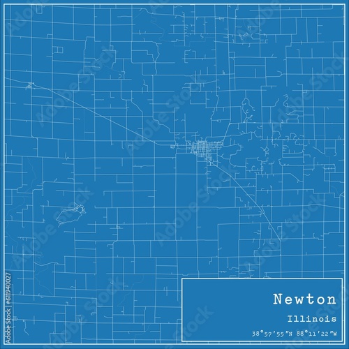 Blueprint US city map of Newton  Illinois.