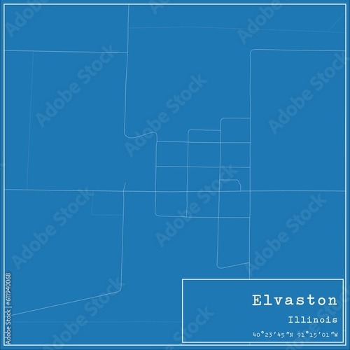 Blueprint US city map of Elvaston, Illinois.