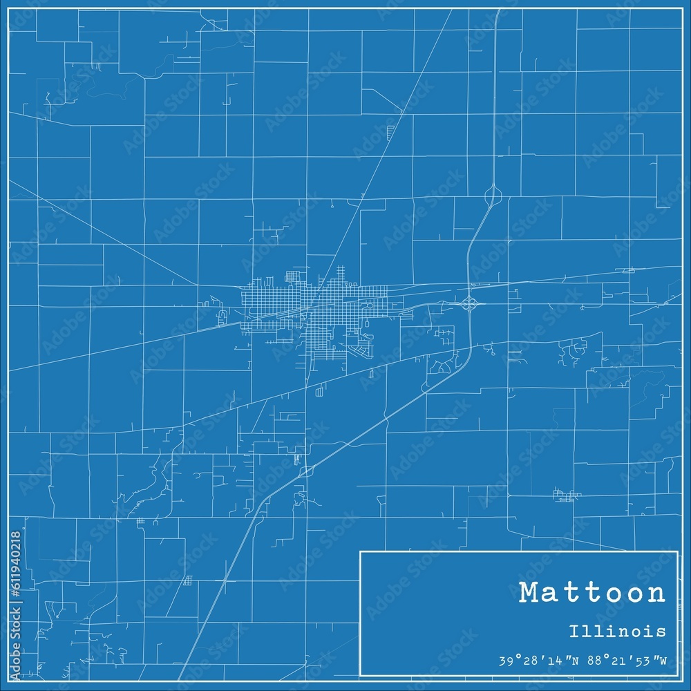Blueprint US city map of Mattoon, Illinois. Blueprint US city map of Mattoon, Illinois.