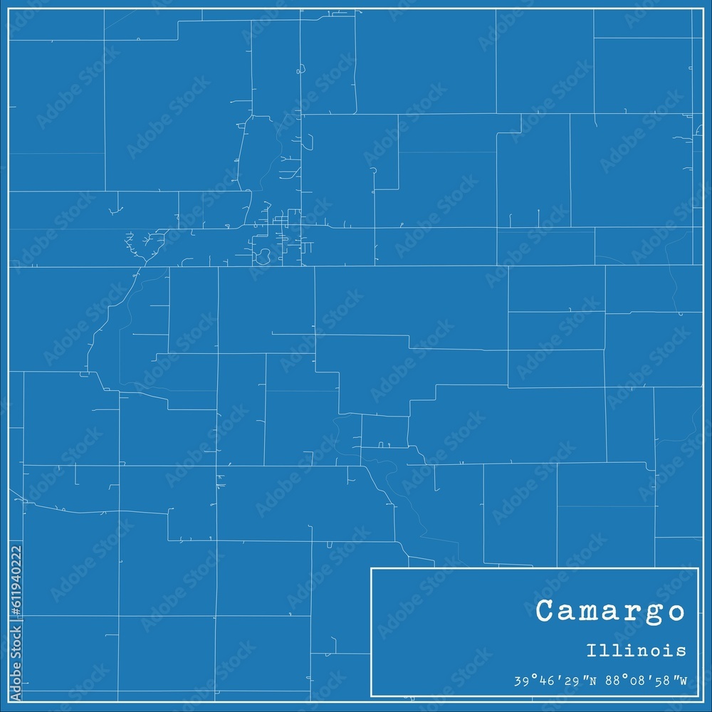 Obraz premium Blueprint US city map of Camargo, Illinois.