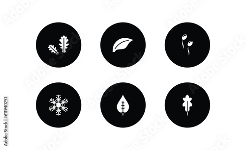 nature filled icons set. nature filled icons pack included pedunculate, element, fertilize clinic, big snowflake, nut leaf, oak leaf vector.
