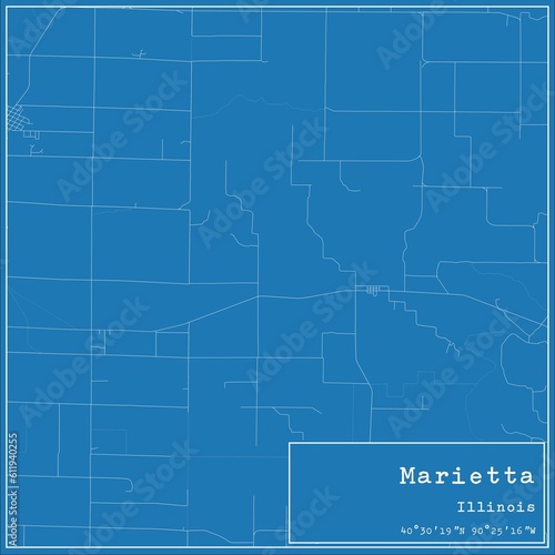 Blueprint US city map of Marietta, Illinois. photo