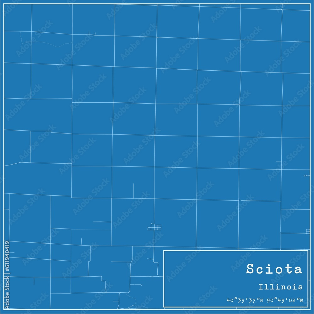 Blueprint US city map of Sciota, Illinois. Blueprint US city map of Sciota, Illinois.
