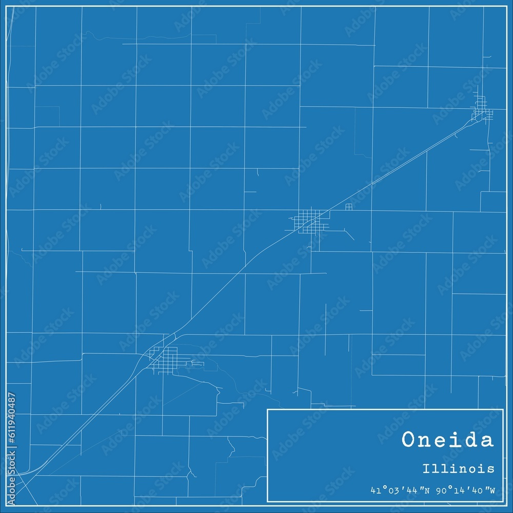 Blueprint US city map of Oneida, Illinois. Blueprint US city map of Oneida, Illinois.