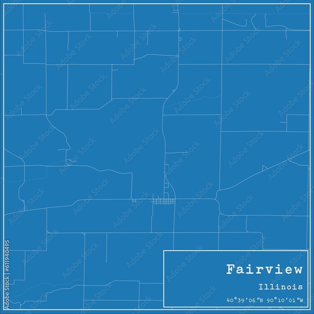 Fototapeta premium Blueprint US city map of Fairview, Illinois.