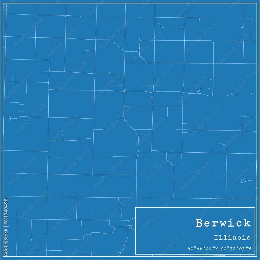 Blueprint US city map of Berwick, Illinois. Blueprint US city map of Berwick, Illinois.