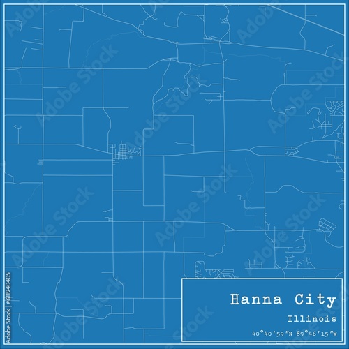 Wallpaper Mural Blueprint US city map of Hanna City, Illinois. Torontodigital.ca