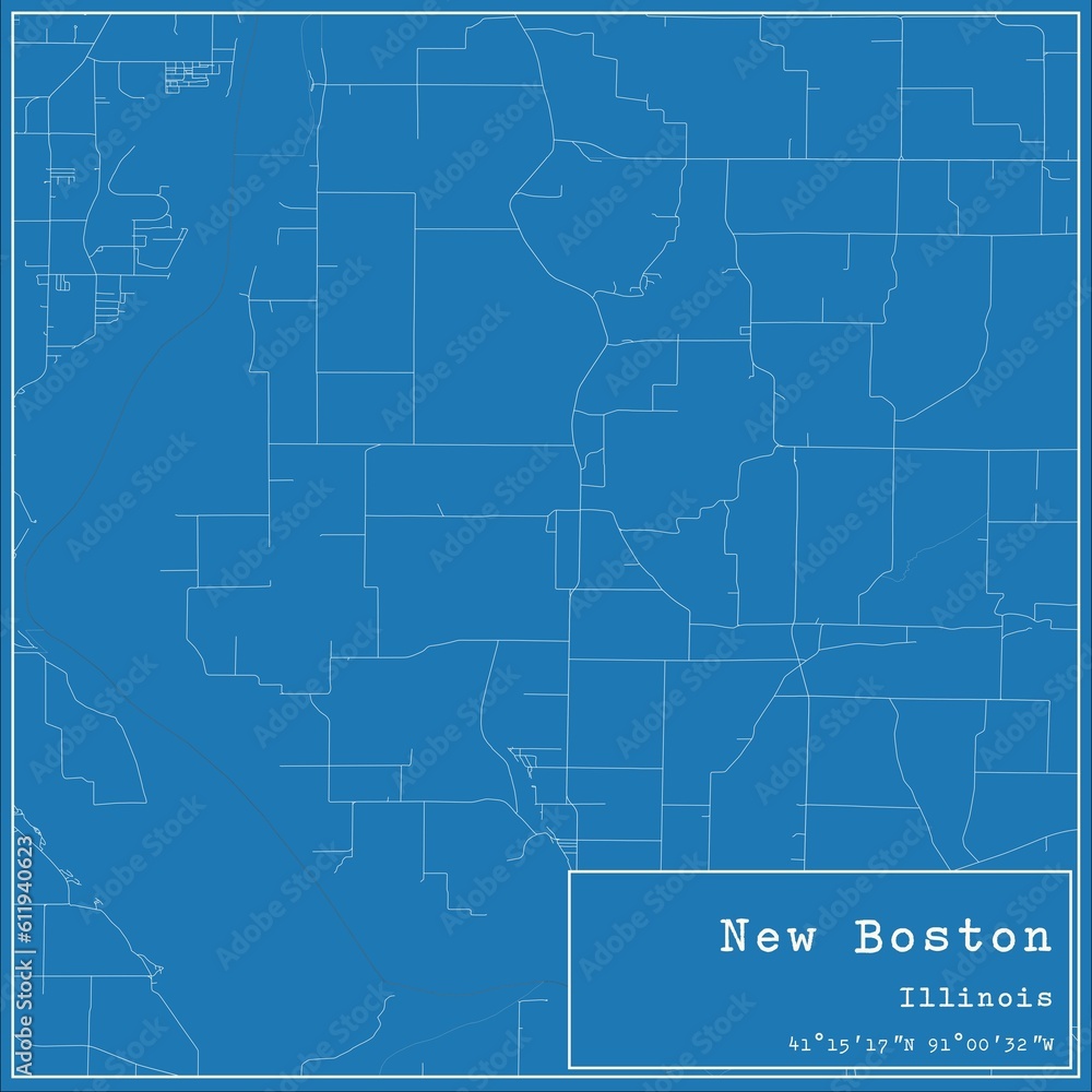Blueprint US city map of New Boston, Illinois. Blueprint US city map of New Boston, Illinois.