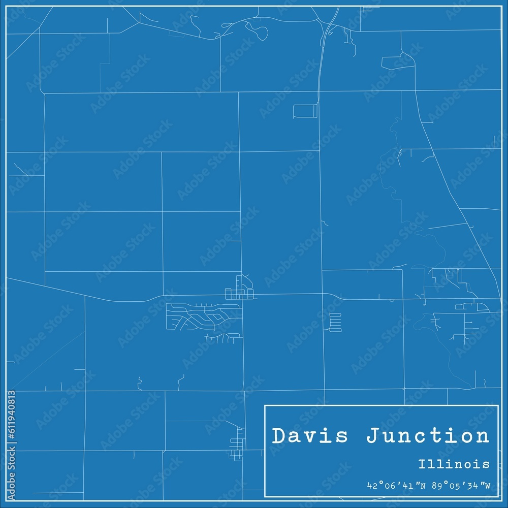 Obraz premium Blueprint US city map of Davis Junction, Illinois.
