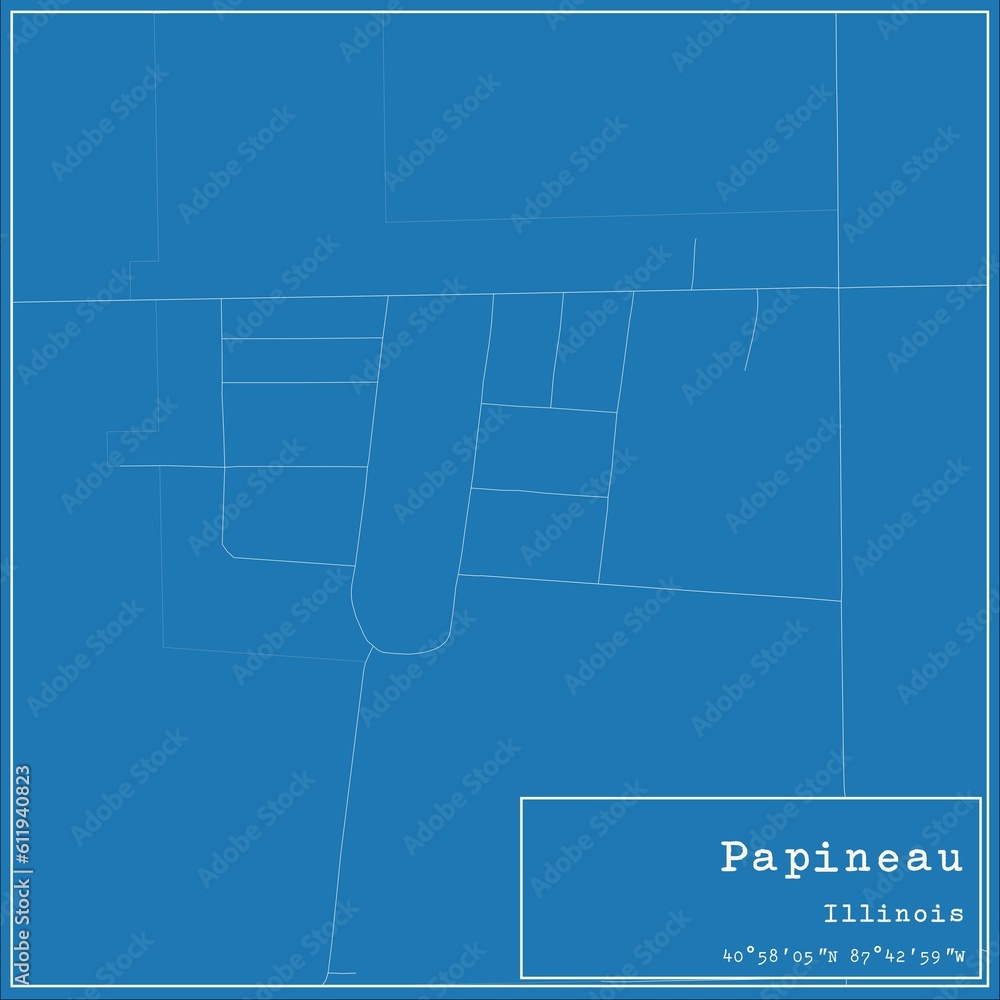 Blueprint US city map of Papineau, Illinois. Blueprint US city map of Papineau, Illinois.