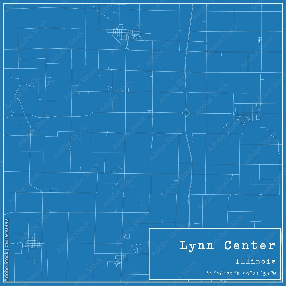 Blueprint US city map of Lynn Center, Illinois.