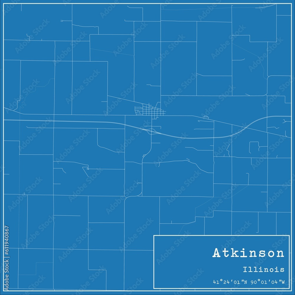 Blueprint US city map of Atkinson, Illinois. Blueprint US city map of Atkinson, Illinois.
