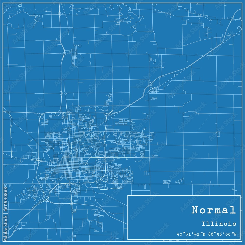 Blueprint US city map of Normal, Illinois. Blueprint US city map of Normal, Illinois.
