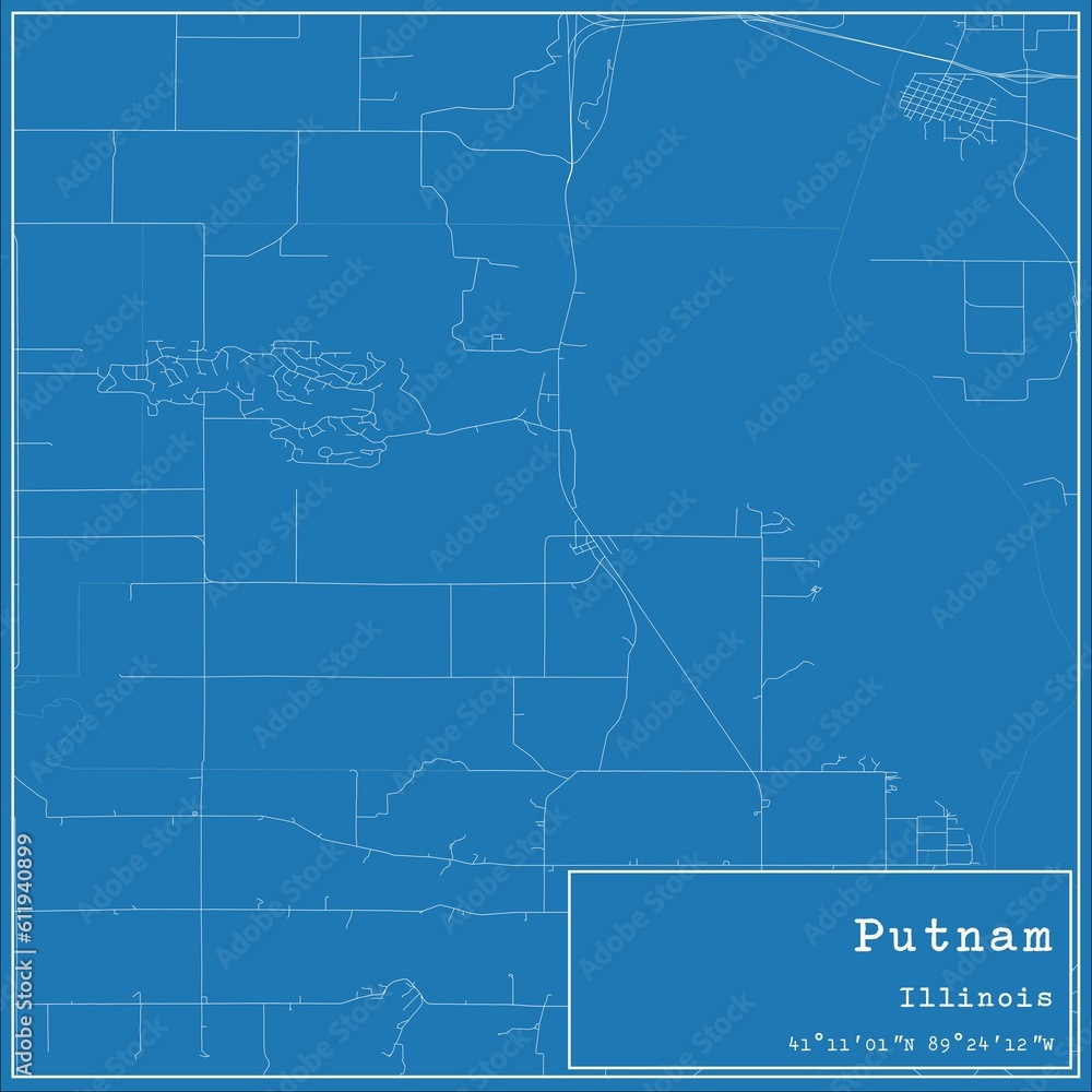 Obraz premium Blueprint US city map of Putnam, Illinois.