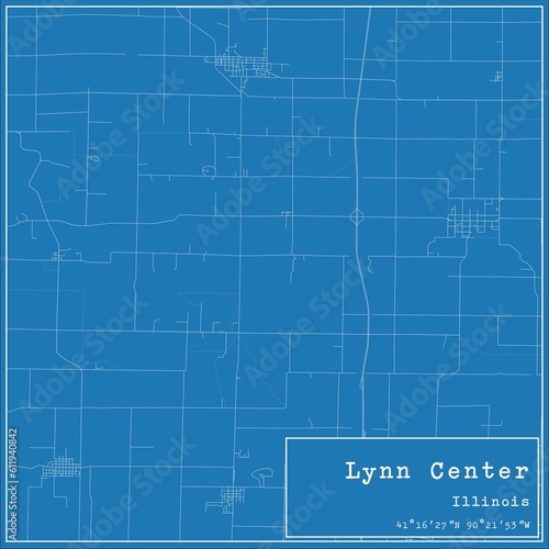 Blueprint US city map of Lynn Center, Illinois.