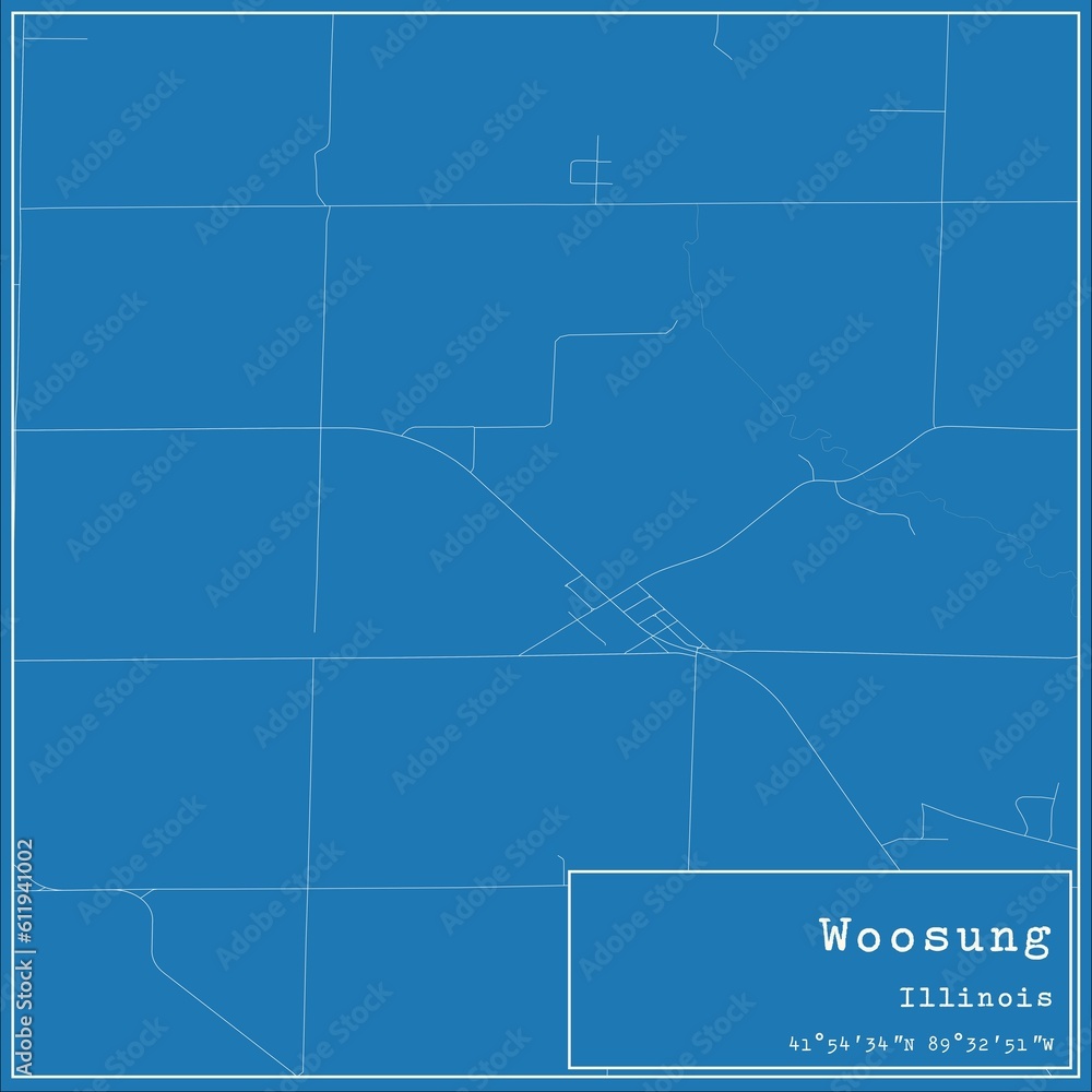 Fototapeta premium Blueprint US city map of Woosung, Illinois.