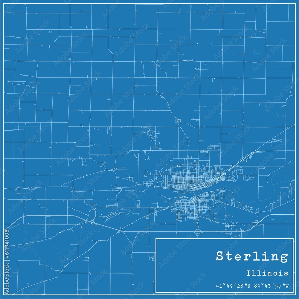 Blueprint US city map of Sterling, Illinois. Blueprint US city map of Sterling, Illinois.