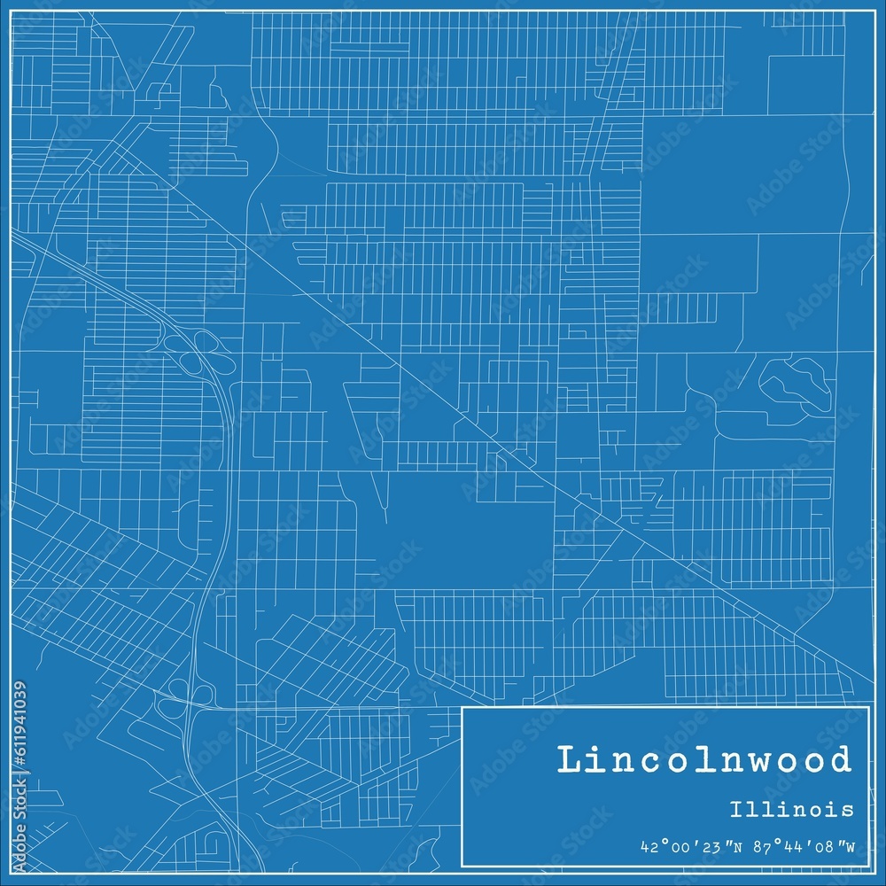Blueprint US city map of Lincolnwood, Illinois. Blueprint US city map of Lincolnwood, Illinois.