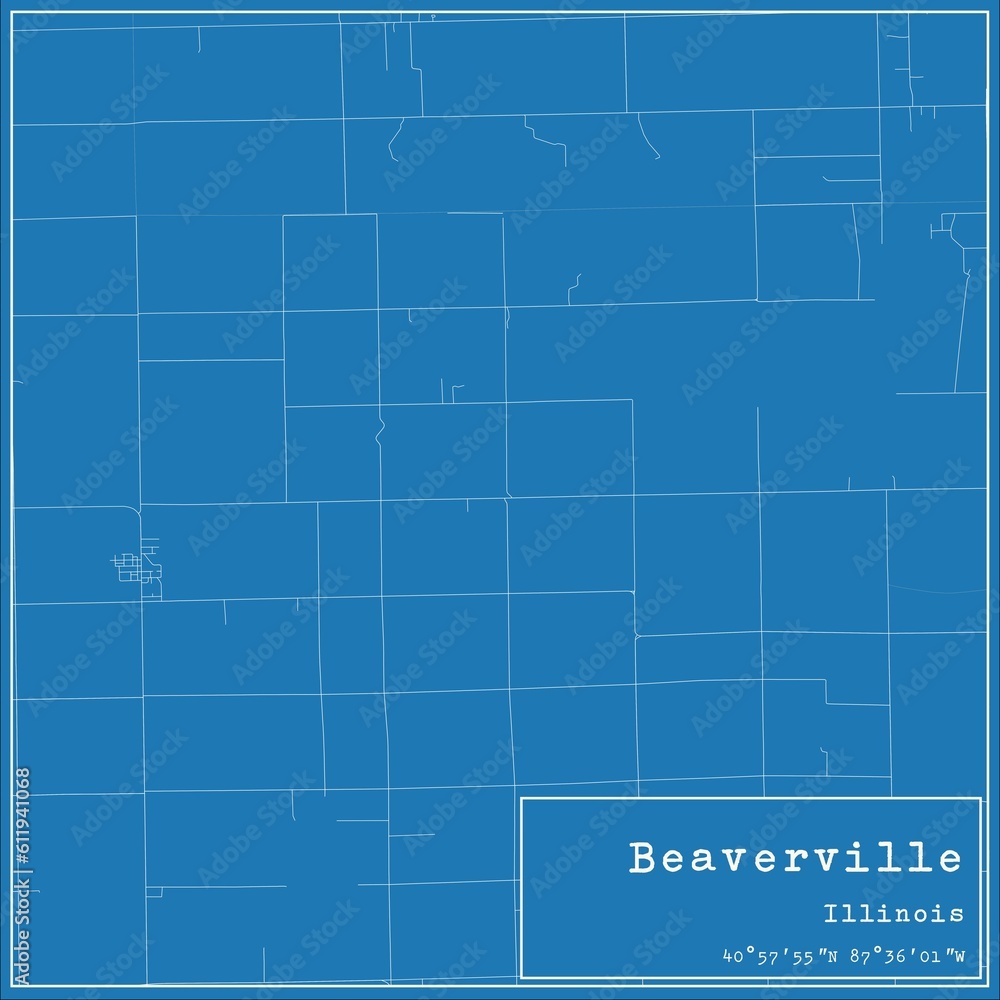 Blueprint US city map of Beaverville, Illinois. Blueprint US city map of Beaverville, Illinois.
