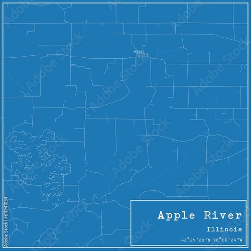 Blueprint US city map of Apple River, Illinois.