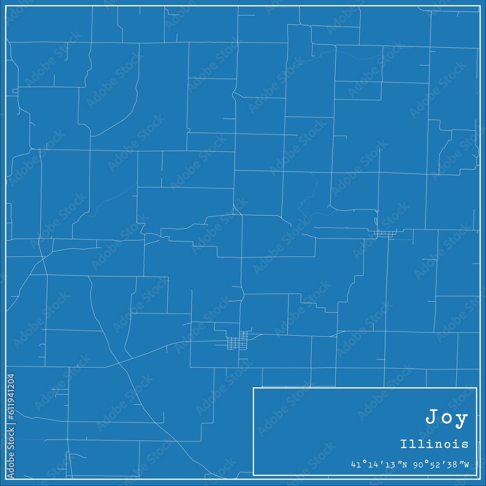 Blueprint US city map of Joy, Illinois.