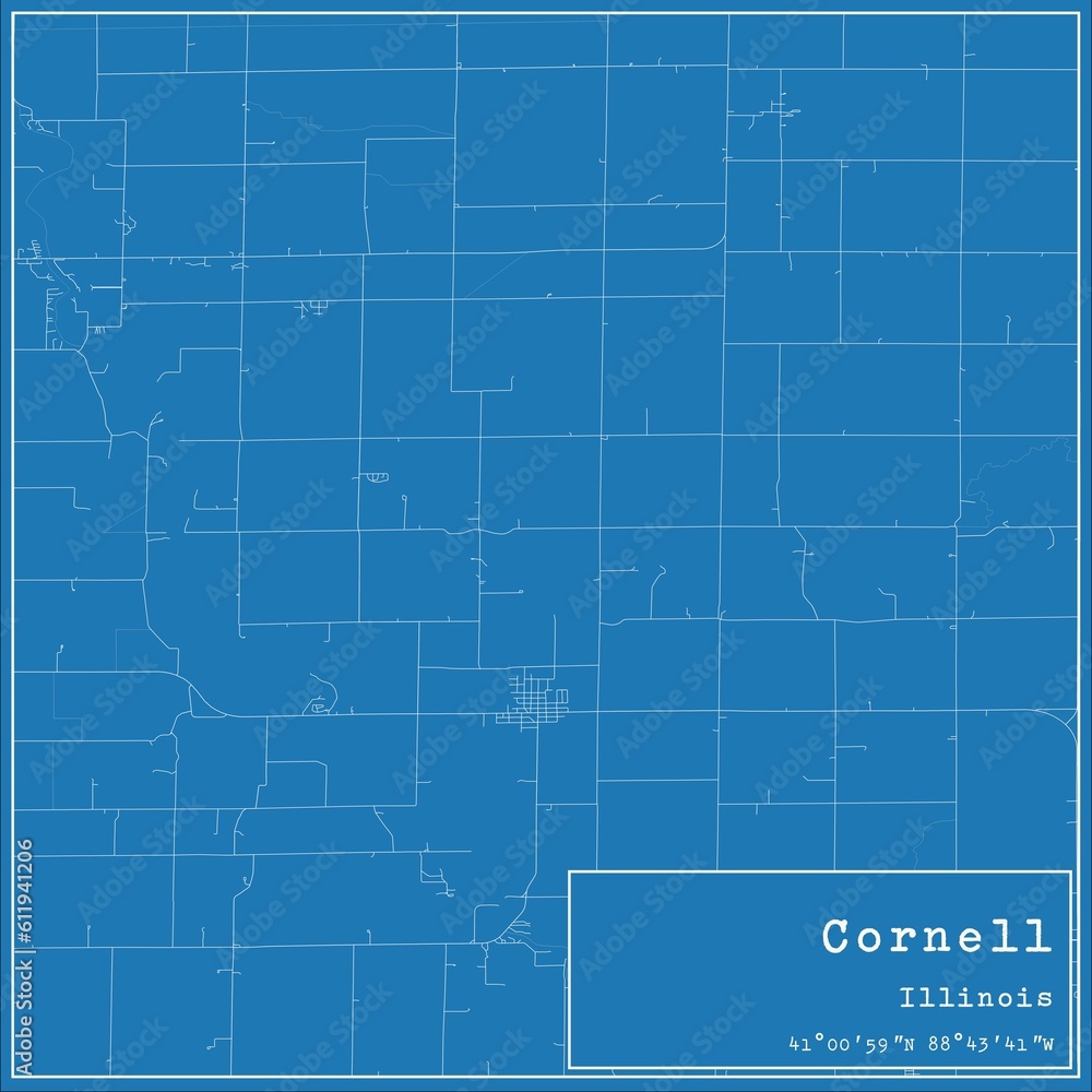 Blueprint US city map of Cornell, Illinois. Blueprint US city map of Cornell, Illinois.