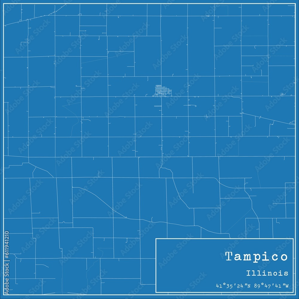 Blueprint US city map of Tampico, Illinois. Blueprint US city map of Tampico, Illinois.