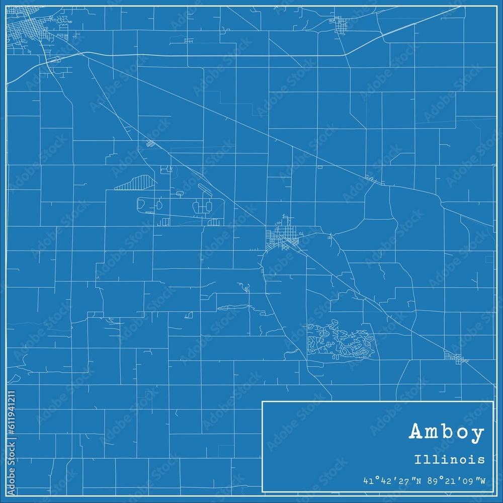 Fototapeta premium Blueprint US city map of Amboy, Illinois.
