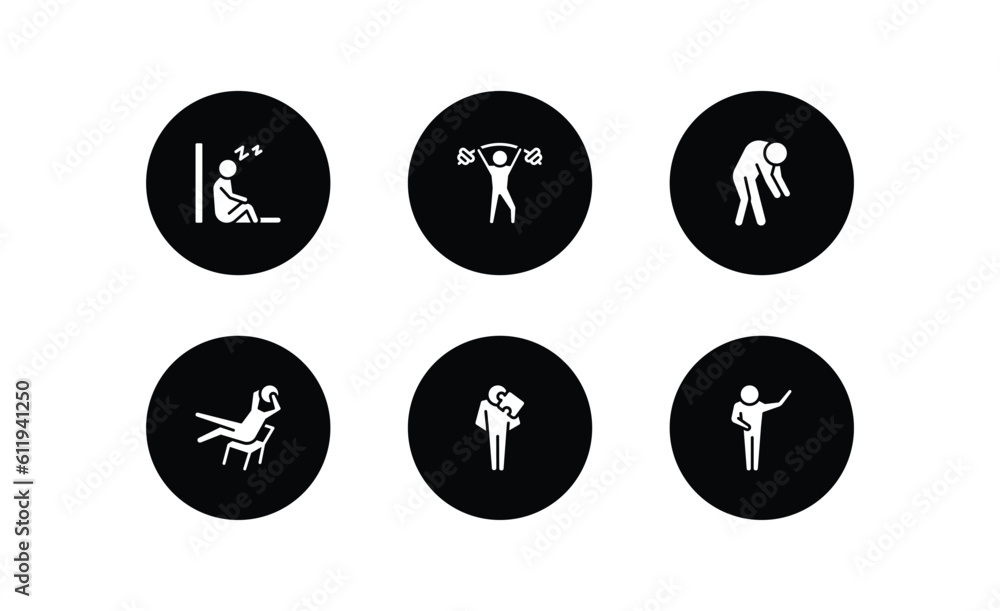 feelings filled icons set. feelings filled icons pack included sleepy human, pumped human, drained human, lazy incomplete grateful vector.