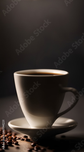 Cup of coffee on black background vertical