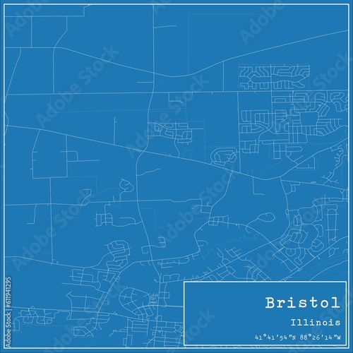 Wallpaper Mural Blueprint US city map of Bristol, Illinois. Torontodigital.ca