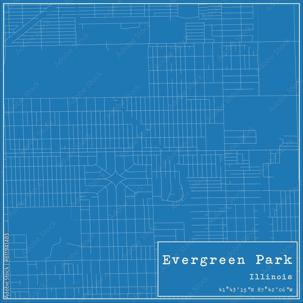 Blueprint US city map of Evergreen Park, Illinois. Blueprint US city map of Evergreen Park, Illinois.