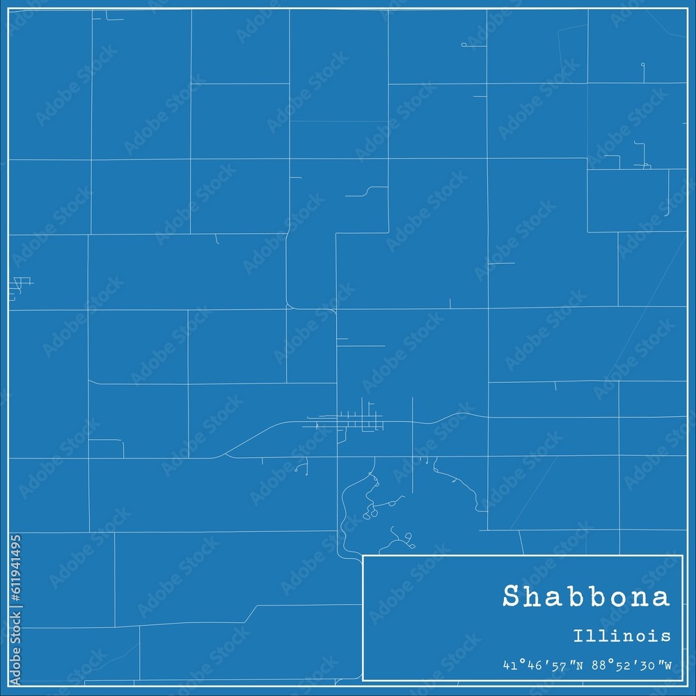 Blueprint US city map of Shabbona, Illinois. Blueprint US city map of Shabbona, Illinois.