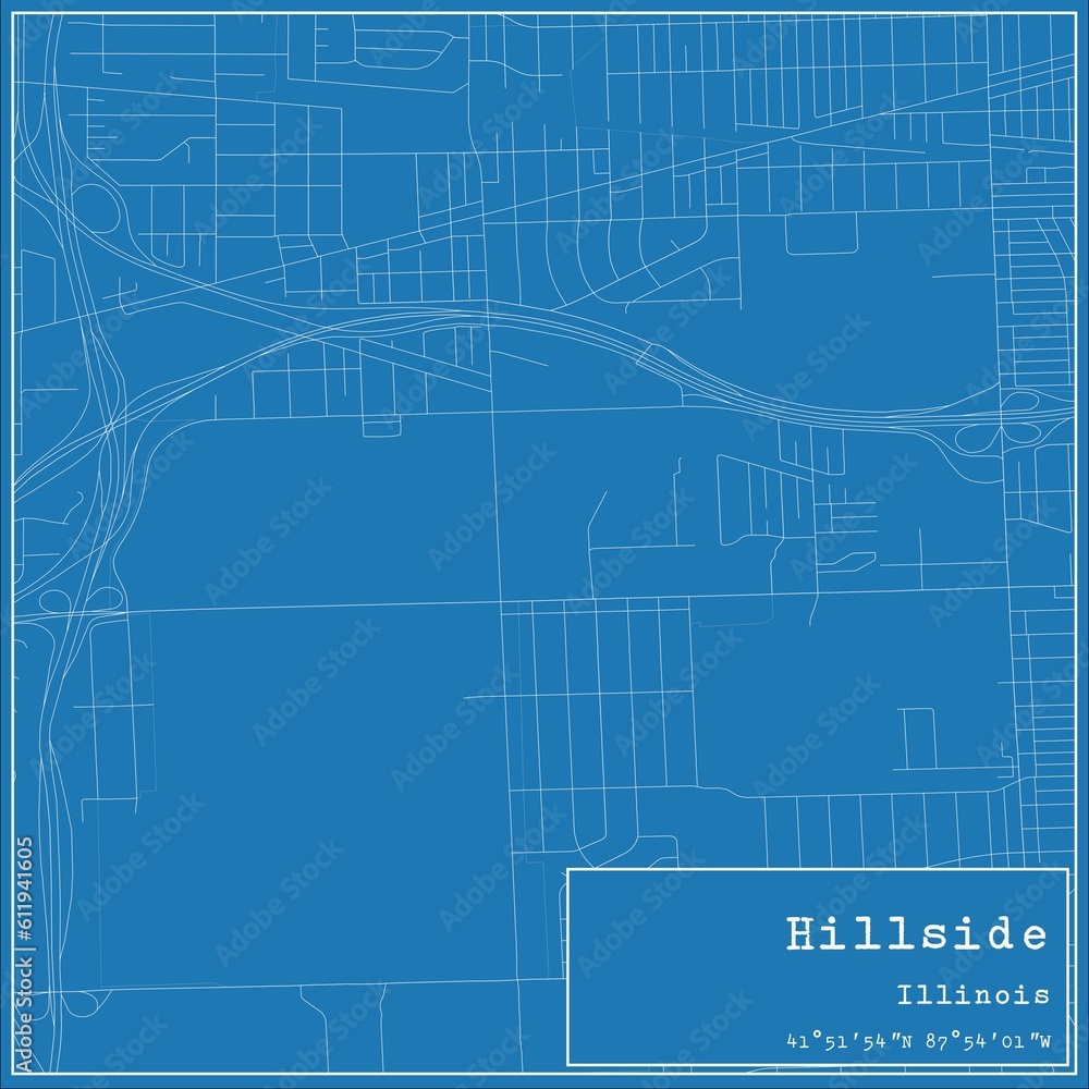 Blueprint US city map of Hillside, Illinois. Blueprint US city map of Hillside, Illinois.