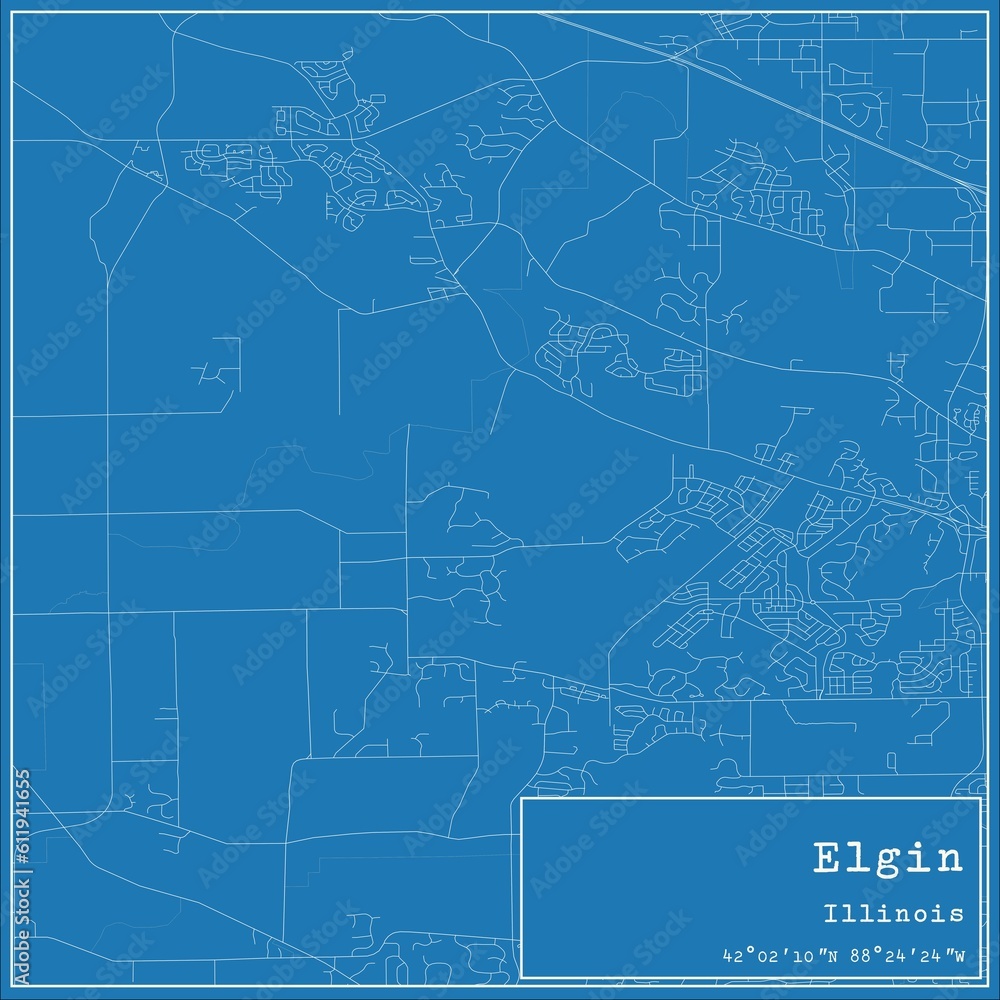 Blueprint US city map of Elgin, Illinois. Blueprint US city map of Elgin, Illinois.
