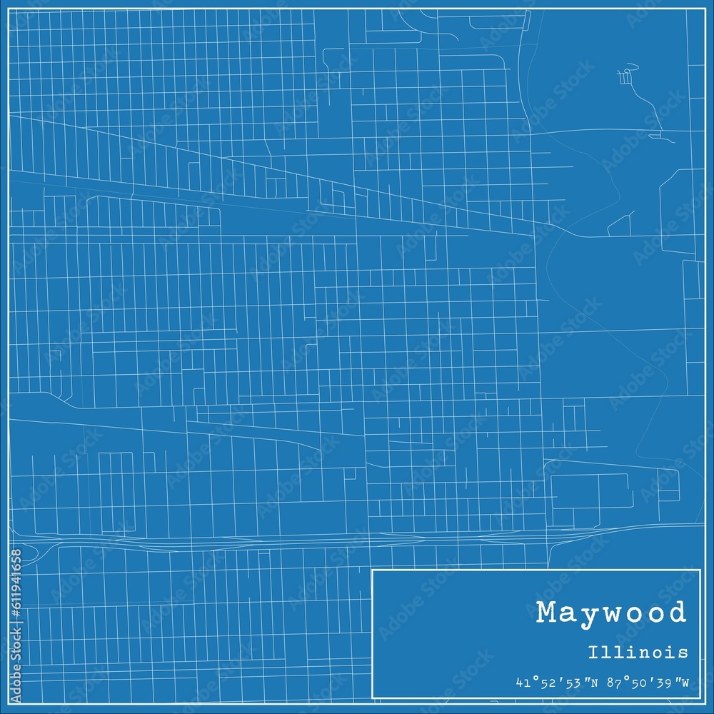 Obraz premium Blueprint US city map of Maywood, Illinois.