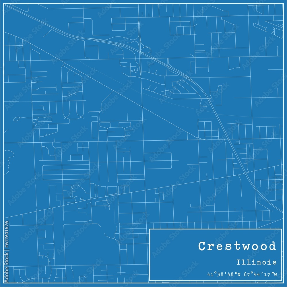 Blueprint US city map of Crestwood, Illinois. Blueprint US city map of Crestwood, Illinois.