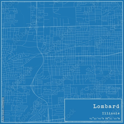 Wallpaper Mural Blueprint US city map of Lombard, Illinois. Torontodigital.ca