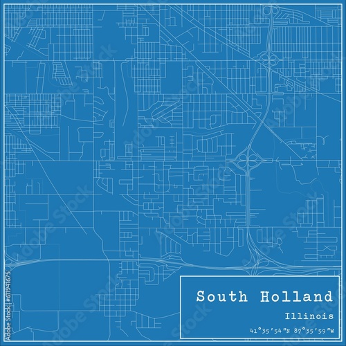 Wallpaper Mural Blueprint US city map of South Holland, Illinois. Torontodigital.ca