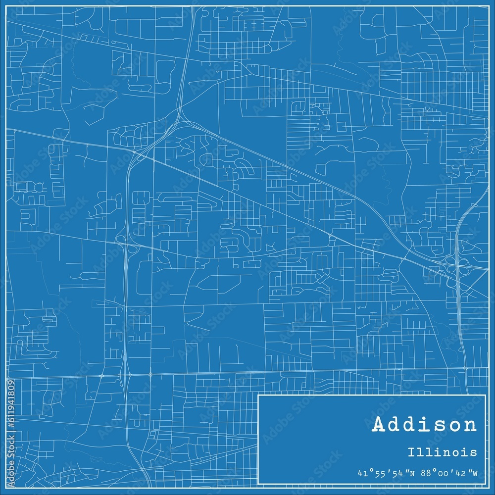 Blueprint US city map of Addison, Illinois. Blueprint US city map of Addison, Illinois.