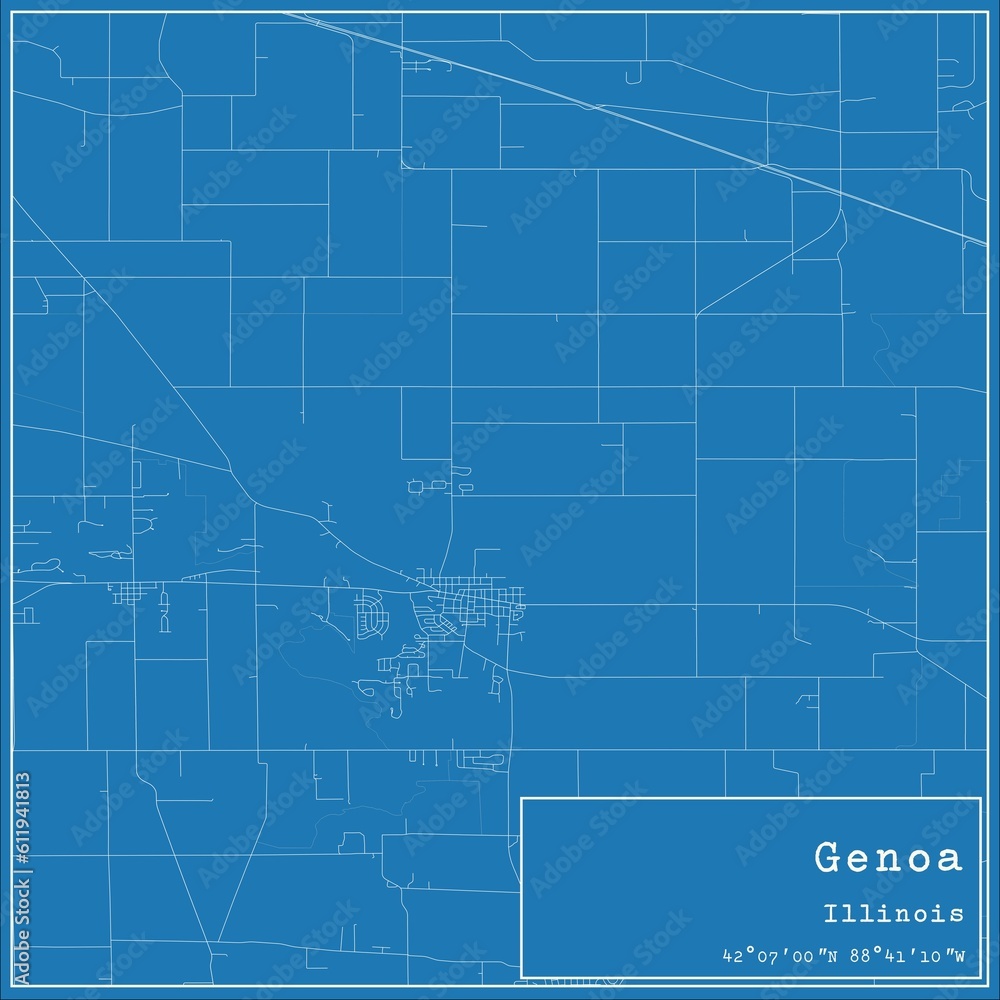Blueprint US city map of Genoa, Illinois. Blueprint US city map of Genoa, Illinois.