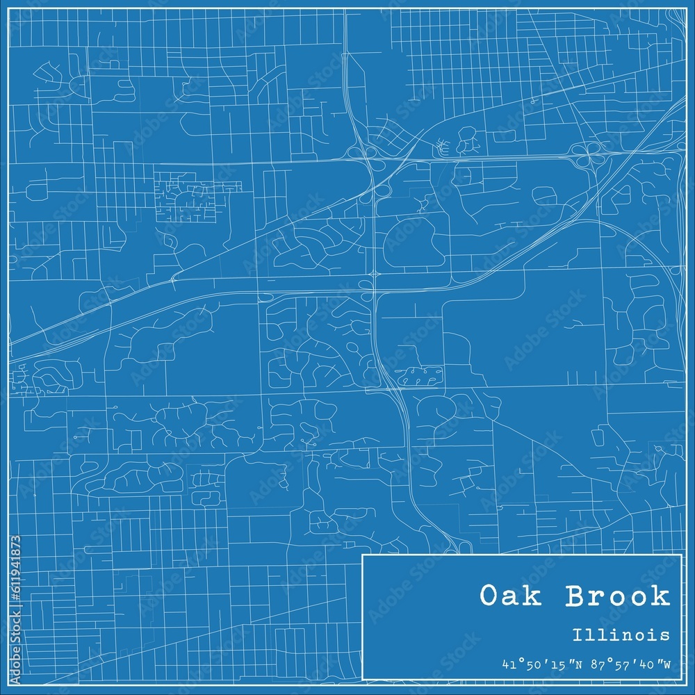 Blueprint US city map of Oak Brook, Illinois. Blueprint US city map of Oak Brook, Illinois.
