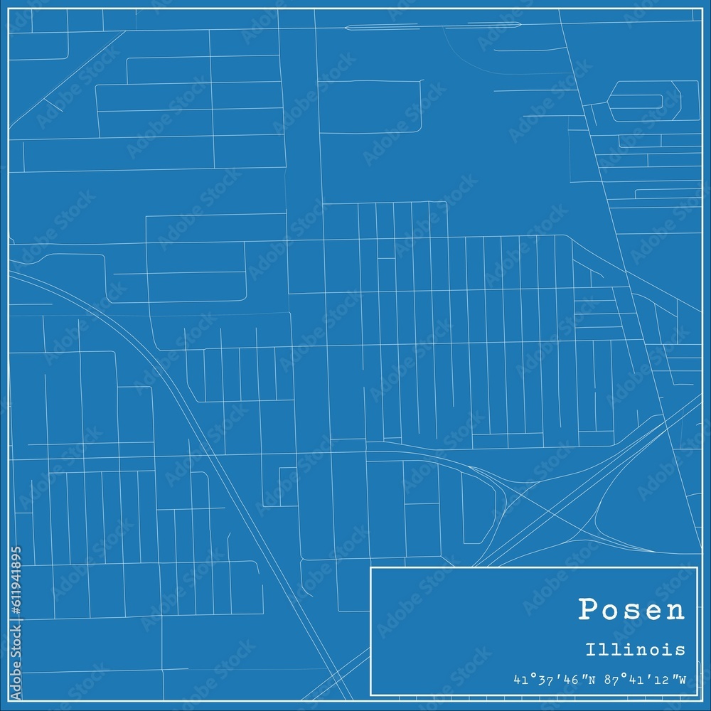 Blueprint US city map of Posen, Illinois. Blueprint US city map of Posen, Illinois.