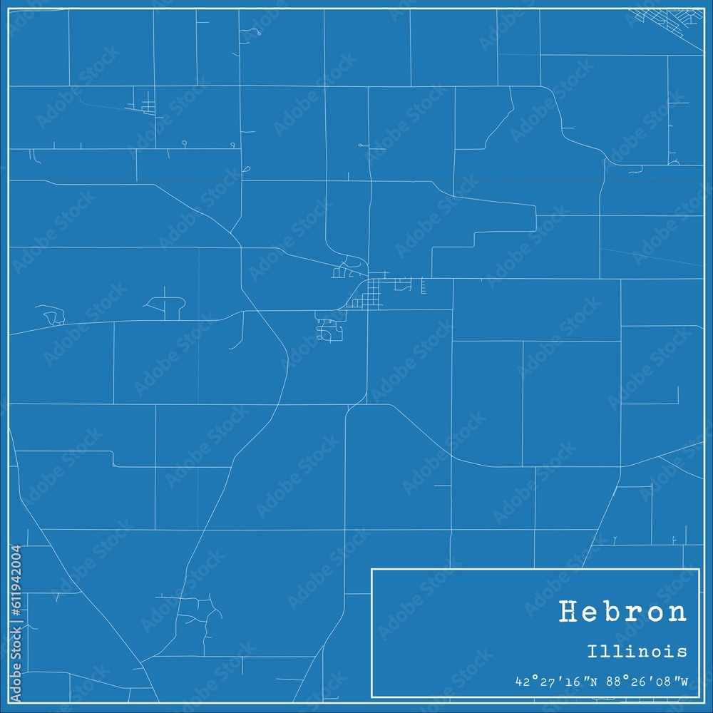 Blueprint US city map of Hebron, Illinois. Blueprint US city map of Hebron, Illinois.