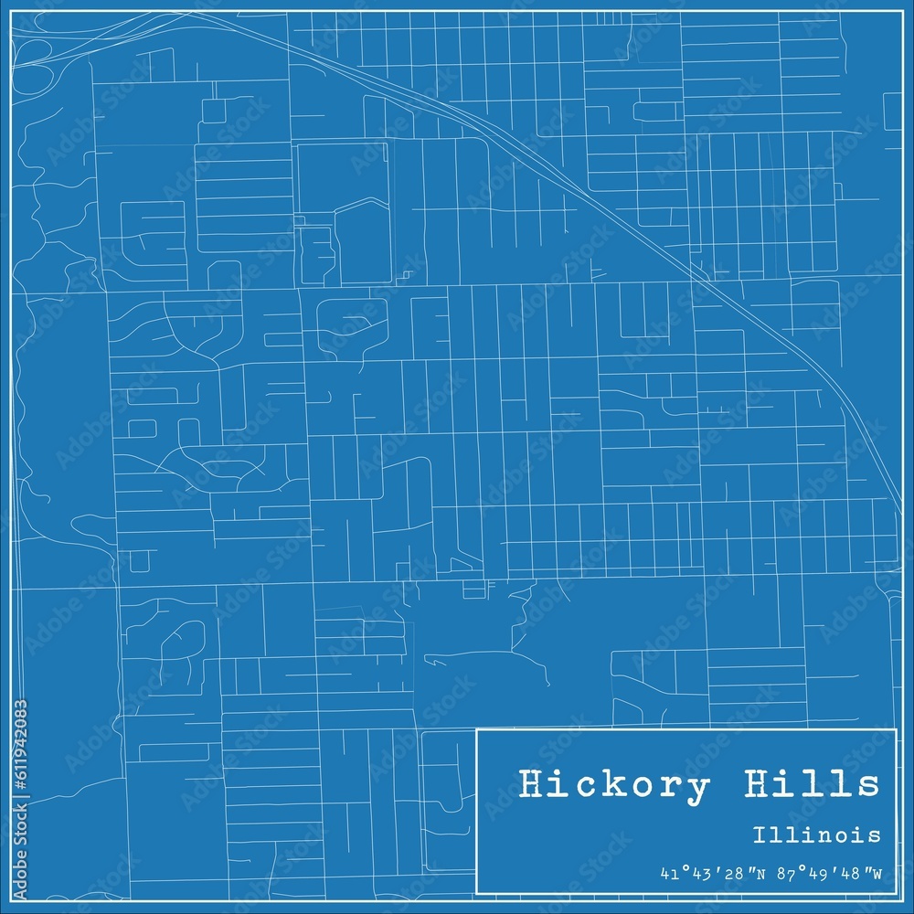 Blueprint US city map of Hickory Hills, Illinois. Blueprint US city map of Hickory Hills, Illinois.