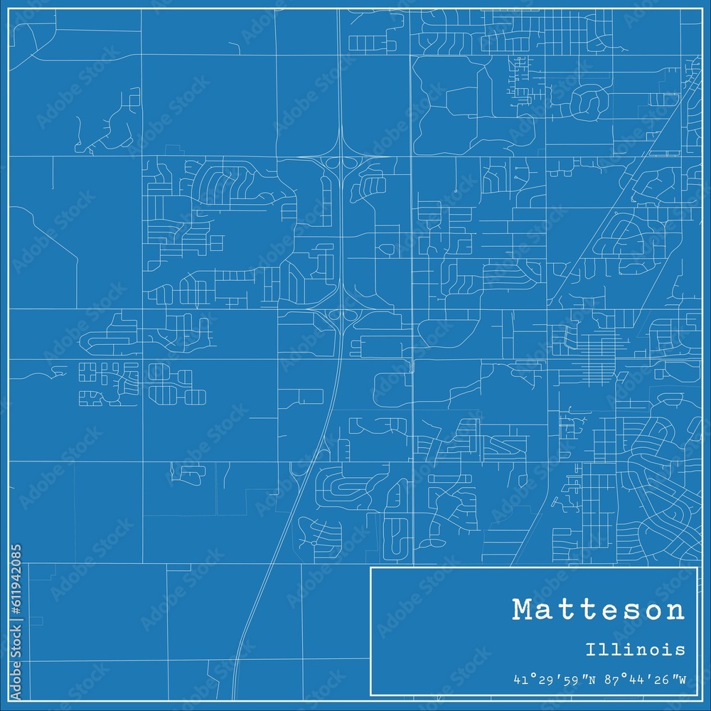 Blueprint US city map of Matteson, Illinois. Blueprint US city map of Matteson, Illinois.